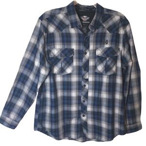 Harley Davidson Plaid Flannel Button Down Shirt